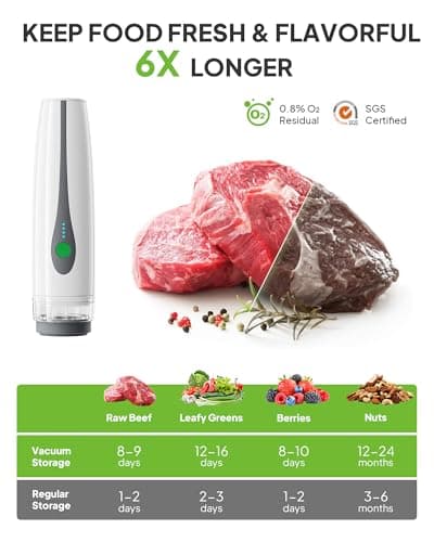 TUITUITA Compact Vacuum Sealer for Food (Vacuum Sealer Machine + 30 Reusable Vacuum Bags), 6X Fresh Longer, Rechargeable Portable Food Sealer for Travel/Chef/Gift - Thumbnail 3