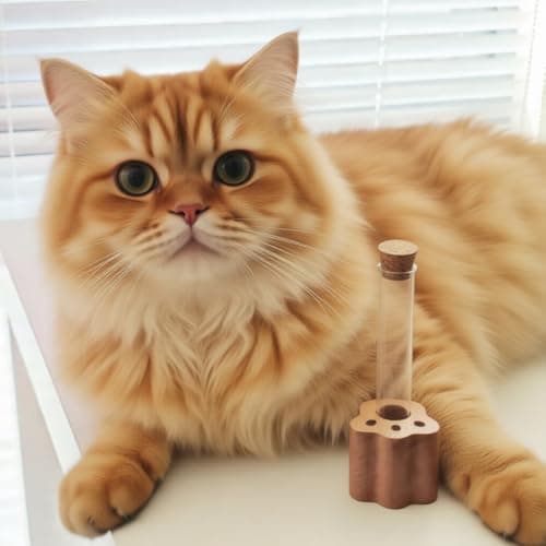 DegoCyhton Cat Whisker Holder, Wooden Clear Glass Jar, Sealed Cork Memorial Vase, Premium Cat Fur Keepsake, Desktop Display Decor Accent, Home Decor for Feline Owners, Thoughtful Pet Lover Gift - Thumbnail 5