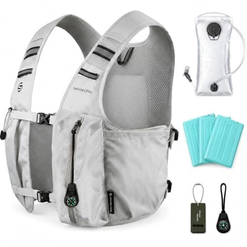 SAVIOR COOL Running Hydration Vest Backpack with 2L Water Bladder, 22L Cooling Hydration Pack for Hiking, Cycling, Trail Running (Silver)