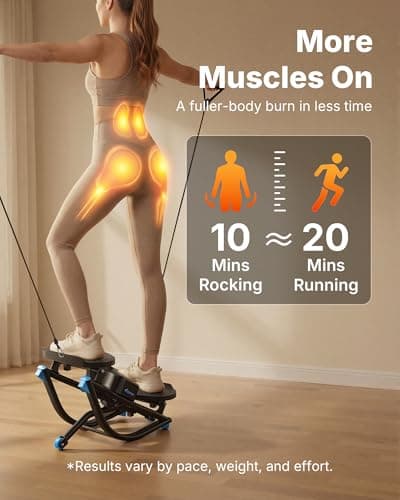 Merach Rocking Steppers for Exercise at Home, 3D Motion Stair Stepper with Resistance Bands for Full Body Workout & Low-Impact Balance Board, 330 LBS Loading Capacity Exercise Equipment（Black） - Thumbnail 4