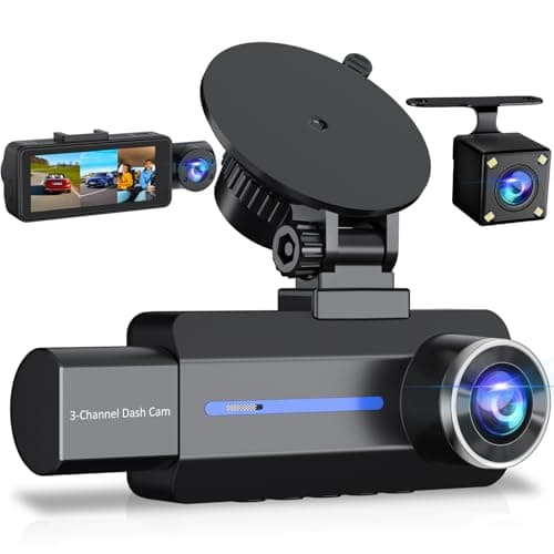 BAEASU Dash Cam Front and Rear 2.5K/1440P, 3 Channel Dash Camera for Cars Dash Cam Front Rear and Inside with 32GB Card, 3.16" IPS Screen, G-Sensor, Loop Recording, Night Vision, Parking Mode