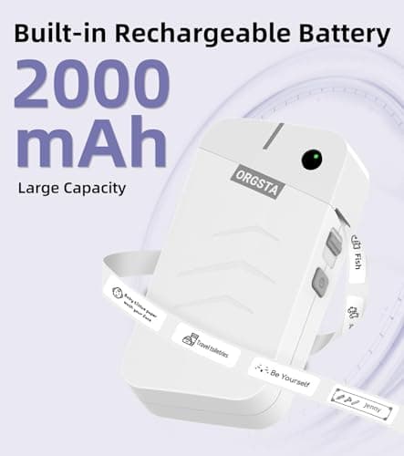 ORGSTA Label Maker Machine with Tape Bluetooth Portable Thermal Labelling Printer for School Home Office Organization, Wireless Mini Labeler S001 Label Machine with Label Sticker Maker, White - Thumbnail 6