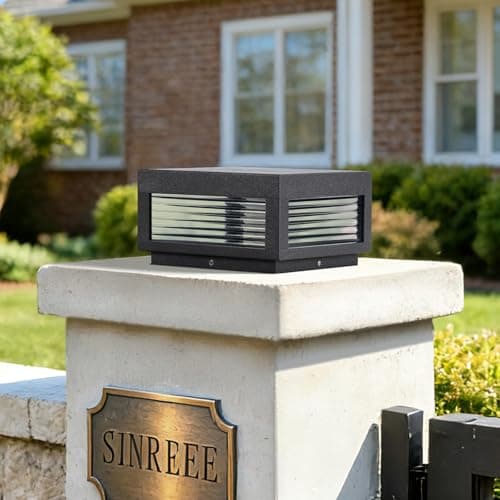 PAKEDANDUN Outdoor Post Lights, 9.84" Hard Wired Column Pillar Light Waterproof Modern Lamp Posts AC100-240V LED Square Lantern for Fence Driveway Patio Garden Backyard - Thumbnail 5