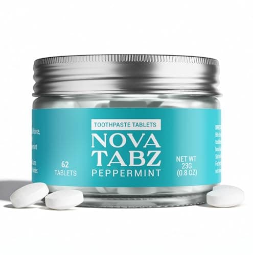 NovaTabz Nano-Hydroxyapatite (n-Ha) Toothpaste Tablets – Fluoride-Free, SLS-Free, Plastic-Free – Peppermint Chewable Tabs, Enamel Care, Gentle for Sensitive Mouths – Vegan, 62 Count - Image 1