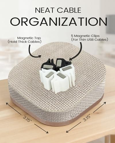 Brolena Magnetic Cord Holder, Cable Organizer with 5 Magnetic Clips for Desk & Nightstand Cable Management, Practical Charging Accessory for Home, Office & Gift Giving - Thumbnail 2