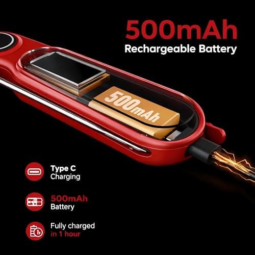 Instant Read Meat Thermometer, GrillBliss USB-C Rechargeable Digital Food Thermometer with 0.5s Fast Read & ±0.5℉ Accuracy, VA LCD Display, Cooking Thermometer for BBQ, Grill, Candy, Brewing - Thumbnail 4