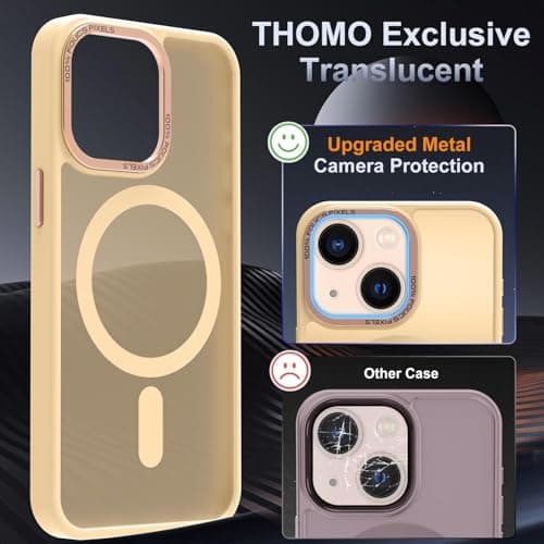 Thomo Upgraded Magnetic for iPhone 15 Plus Case [Compatible with Magsafe] [Mil-Grade Protection], Pocket-Friendly, Slim Translucent Phone Case Cover for iPhone 15 Plus 6.7", Light Gold - Thumbnail 4