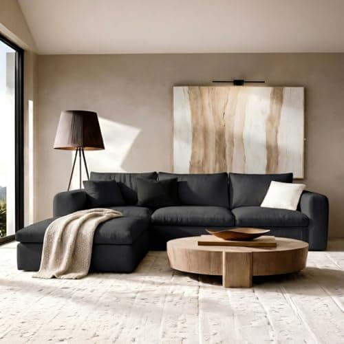 BERRY NEST 118" Oversized Modular Sectional Sofa, Cloud Couch with L-Shaped Chaise, Upholstered Deep Seat Boneless Sectional,Comfy Couch with Ottoman - Image 1