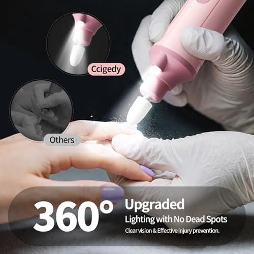 Electric Nail Drill Kit, Nail Filer Electric with LCD & Lamp, Rechargeable Pedicure Tools for Feet, Toenail Grinder for Thick Toenails, Cordless Nail Dremel Tools for Women & Men - Thumbnail 4