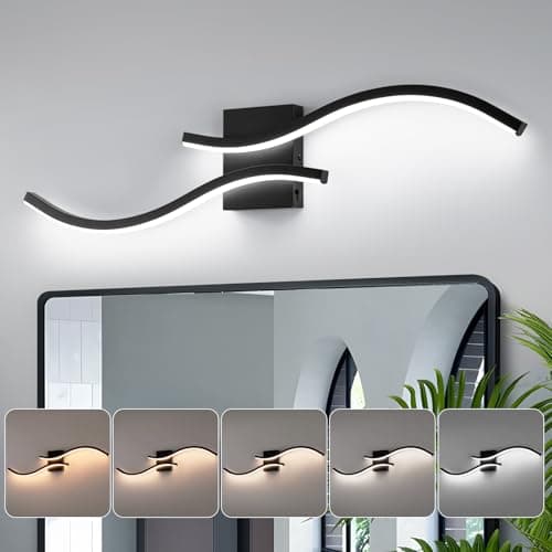 Vloitgol Bathroom Vanity Light Fixture, 32W 5CCT Dimmable Modern Led Bathroom Light Fixtures Over Mirror, Black LED Vanity Lighting Bar for Bathrooms (Black, 31.5inch) - Image 1