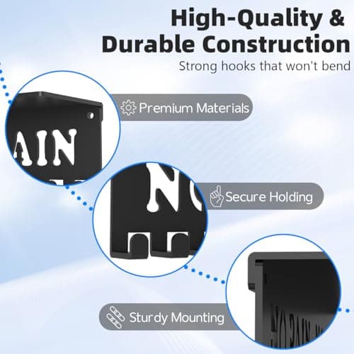 Bliocefo Medals Hanger Holder Display Steel Rack Hooks Wall Mount Frame Over 60 Medals-Sports Medal Hook Storage Organizer Never Give Up Ribbon with Easy Hanging Bars Black (No Pain No Gain Shelf) - Thumbnail 5
