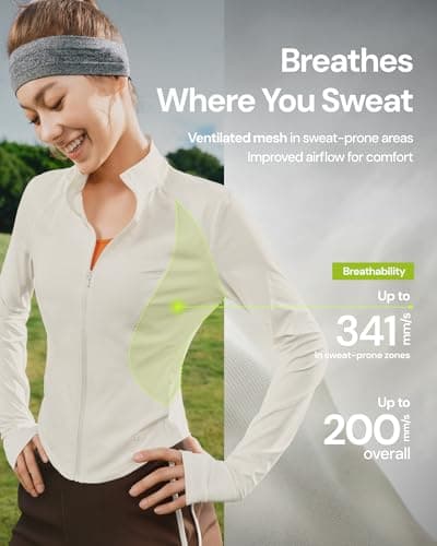 BENEUNDER Women's UPF 50+ Sun Protection Cooling Athletic Jacket Full Zip Long Sleeve Slim Fit Outdoor Running Pocket - Thumbnail 5