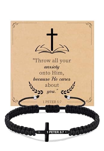 Sistble Mothers Day Gifts for Men Teens, Easter Basket Stuffers Cross Bracelet for Women Christian Gifts Confirmation Gift for Teenage Handmade Braided Bracelets Jesus Religious Inspirational Jewelry - Image 1