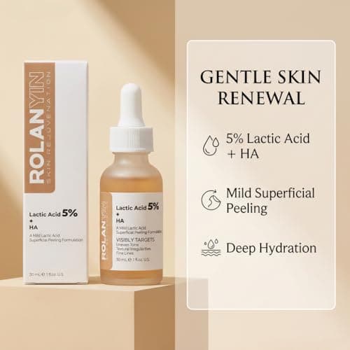 ROLANYIN Lactic Acid 5% + HA Facial Serum for Exfoliating Deep Hydration and Smoothing Skin Texture Nourishing Anti Aging Pore Minimizing Benefits Skin Care - Thumbnail 2