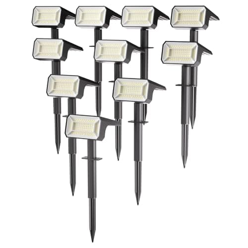 Fabrito Solar Spot Lights Outdoor 10 Pack, [108Leds, 4 Modes] Auto On/Off Spotlights, IP67 Waterproof Landscape Lights for Tree, Yard, Patio, Pool, Pathway, Driveway, Cold White