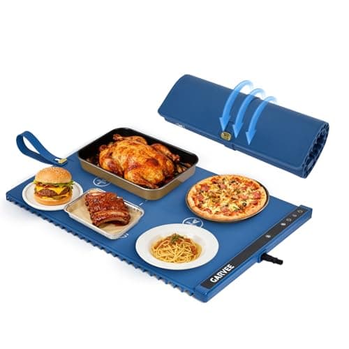 Garvee Electric Food Warming Mat for Countertop, 24x15 in, Dual Zone Control, Portable Silicone Food Warmer Pad Tray with Timer & 6 Temp Levels for Buffet Party, Easy to Clean, Blue - Image 1