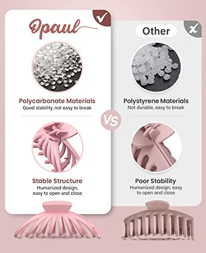 Hair Clips for Women - OPAUL Matte Nonslip Large Hair Claw Clips for Thick and Thin Hair, 4.7 Inch Strong Hold Big Hair Clips Fashion Hair Styling Accessories Christmas Gifts for Women Girls - Thumbnail 5