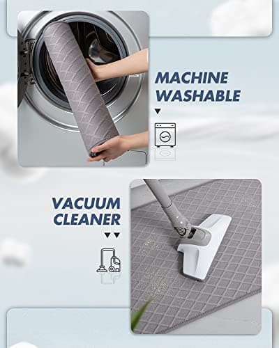 AMOAMI Bath-Mat,Ultra Thin Bath-Rugs Runner,Rubber Backed Bath Mats for Bathroom Non Slip,Absorbent Bath Rug for Bathroom Floor, Shower, Sink 2'x 4'(24" x 47") Grey - Thumbnail 6