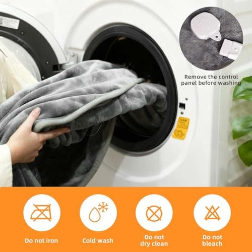 RAINOVA Heated Blanket Electric Throw, Electric Blanket-62''x84'', Soft Heating Blanket, 10-Level Heating, 10-Hour Auto-Off, Gifts for Parents and Elders, Gray, ETL & FCC Certified - Thumbnail 6