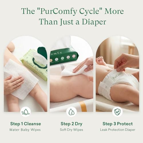 PurComfy Baby Diapers Essential Kit, 4 Pack Size 4 Diapers (152 Ct), 6 Baby Wipes (360Ct), 4 Travel Pack Wipes (32Ct) and 2 Dry Wipes (120Ct), All in One Newborn Essentials Kit, Total 664 Ct - Thumbnail 2