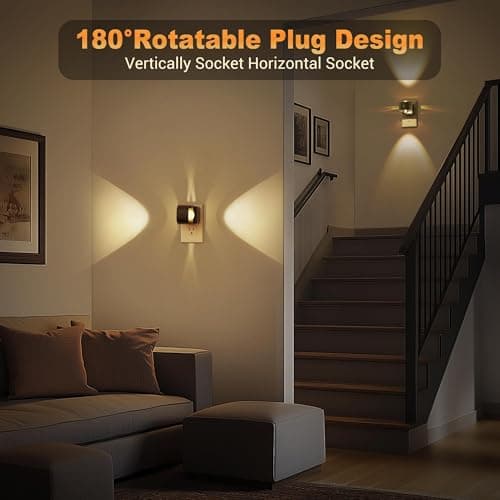 JandCase Night Lights Plug into Wall,0-150LM Super Bright Automatic Night Light with Dusk to Dawn, 180° Rotatable Plug in LED Nightlight Soft Warm for Halloween Decoration, Children Room,Party - Thumbnail 4