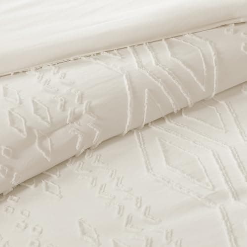 WRENSONGE Full Size Comforter Set with Sheets - 7 Pieces White Tufted Bed in a Bag Full Shabby Chic Bedding Sets with 1 Comforter, 2 Sheets, 2 Pillowcases & 2 Shams - Thumbnail 6