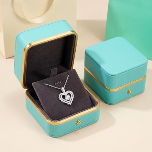 Valentines Day Gift for Wife Moissanite Heart Necklace,18K Gold Plated 925 Sterling Silver Pendant,Waterproof Hypoallergenic Jewelry for Women Anniversary Birthday Christmas Mother's Day (Sliver, Carats, 1) - Thumbnail 3