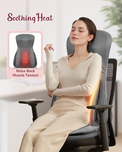 THERAZZAGGE Shiatsu Neck Back Massager with Heat, Massage Chair Full Body with Compression, Chair Massage Pad with Vibration, Seat Massager for Home, Office Chair Use - Thumbnail 4