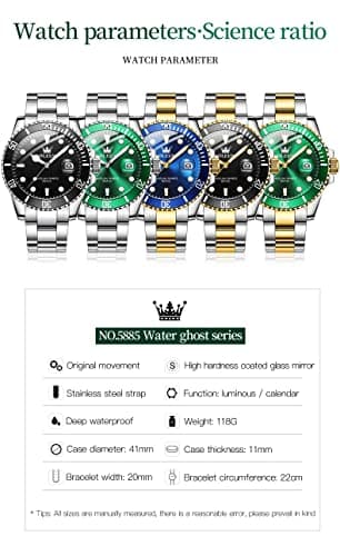 OLEVS Silver Watch for Men with Luminous Day Easy to Read Rotatable Bezel Dial, Stainless Steel Waterproof Analog Quartz Classic Mens Watches Gift para Mujer - Thumbnail 6