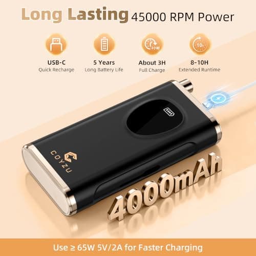 COYZU Professional Electric Nail Drill Rechargeable Nail File - Thumbnail 5