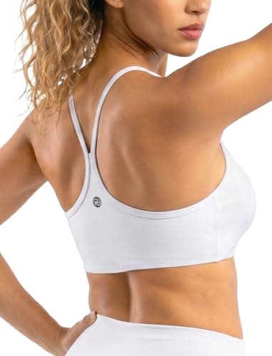 RIOJOY Workout Sports Bras for Women Open Back High Support Adjustable Thin Y Straps Tank Tops Removable Pads Yoga Gym Running Sexy Cute Athletic Bras 2026 Fashion Outfits Capsule Wardrobe White XL - Image 1