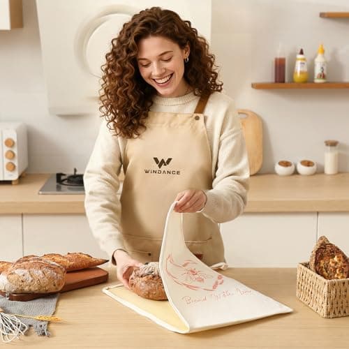 Premium Beeswax Bread Bags for Sourdough with Wide Zipper Access, 2 Pack XL(13x17in) Reusable Organic Beeswax-Coated Linen Cotton Bread Bags for Homemade Bread, Keeps Bread Fresh Naturally - Thumbnail 3