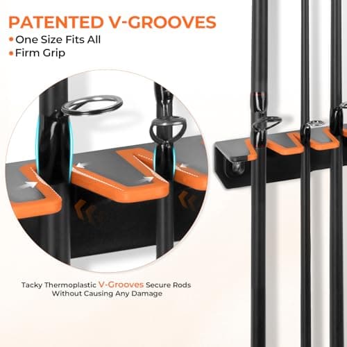 KastKing V15 Vertical Fishing Rod Holder – Wall Mounted Fishing Rod Rack, Store 15 Rods or Fishing Rod Combos in 17.25 Inches, Great Fishing Pole Holder and Rack - Thumbnail 3