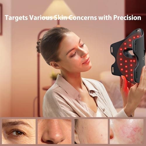 Red Light Therapy for Face, LED Face Mask Light Therapy, 4 Light Modes with NIR, Red & Blue LED Light Therapy USB-C, Remote Control Portable Led Mask for Home & Travel (Black) - Thumbnail 3