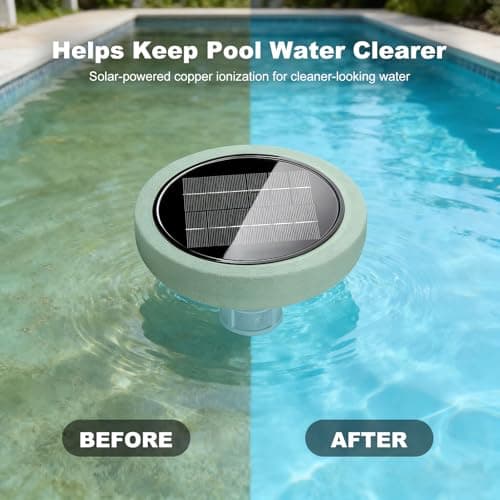 Solar Pool Ionizer for Above Ground, Floating Copper Pool Cleaner Purifier Cuts Chlorine by 85% Works for Pools Up to 45,000 Gal, Swimming Pools Water Cleaner for in-ground Pools and spas (Green) - Thumbnail 2