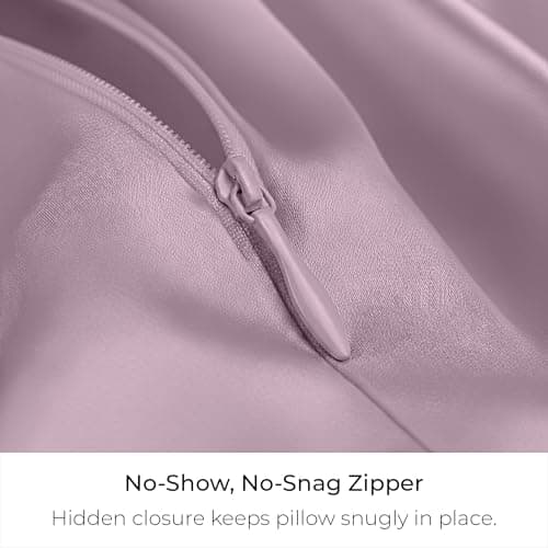 Mellanni Pure Silk Pillowcase King Size - Perfect for Hair and Skin, Preventing Wrinkles - Easy Care - Naturally Cooling Silk Pillow Cover with Hidden Zipper (King, Lilac) - Thumbnail 3