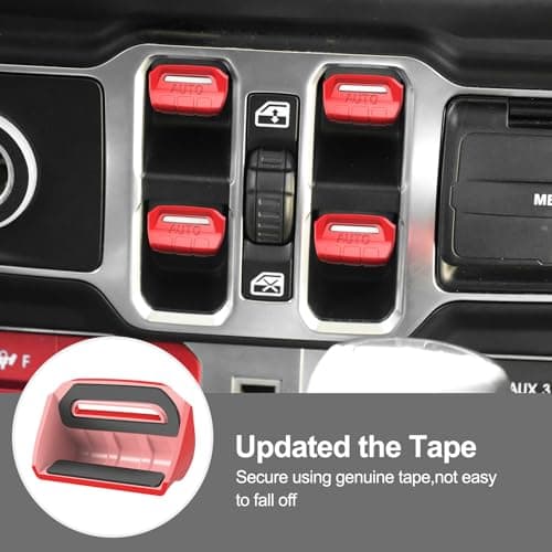 DIAMOOKY 4PCS Upgraded Window Switch Button Cover Compatible with Jeep Wrangler JL JLU 2018-2026 and Gladiator JT 2020 2021 2022 2023 2024 2025 2026 Wrangler 4xe Interior Accessories(Bright Red) - Thumbnail 3