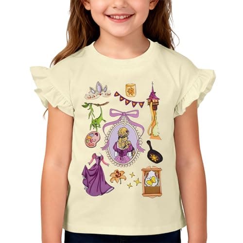 Magic Shirt for Toddler Baby Girls Magical Kingdom Tshirt Princess Shirt Ruffle Sleeve Tops Family Vacation Trip Tee Beige - Image 1