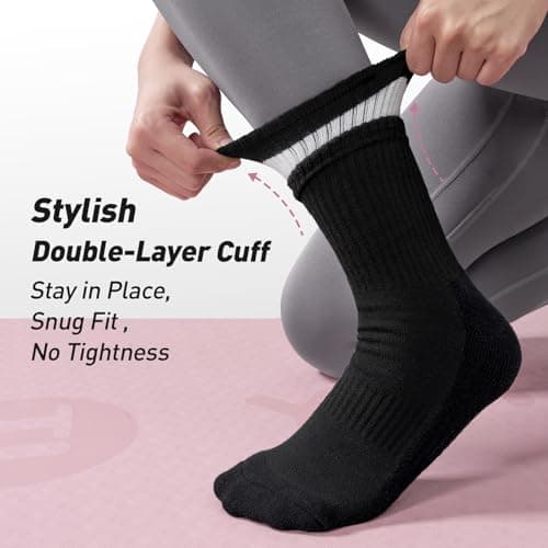 LETSHAKE Grippy Socks Woman, Pilates Socks Non Slip, Black White Grey - Thumbnail 4