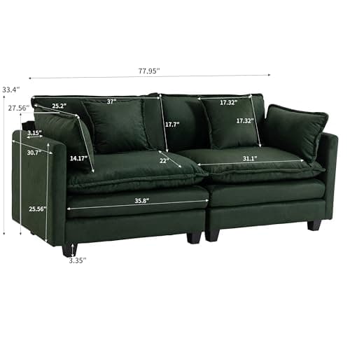 Fachmaih Sectional Cloud Couch Modular Sofa with Ottoman Deep Seat Couches 78" Modern Cloud Couch with Pillow for Living Room, Bedroom and Apartment - Thumbnail 2