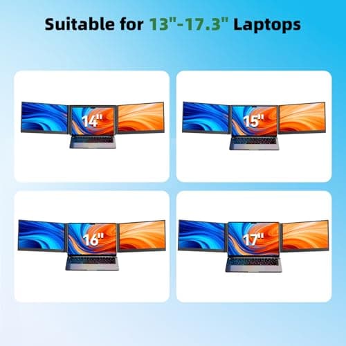 DZVW Laptop Screen Extender 15.6”, IPS Plug&Play Portable Monitor for Laptop, FHD 1080P Triple Monitor Extender, Ultra-Slim Travel Extended Screen for Business Work Study - Thumbnail 6