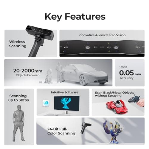 Creality Otter Lite 3D Scanner for 3D Printing, Handheld 3D Printer Scanner 0.05mm Precision, Full-Color Scanning | WiFi 6 | Portable for Metal/Black Objects | Windows/macOS/Android/iOS - Thumbnail 6