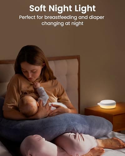 Glocusent 3-in-1 Portable Baby Sound Machine, White Noise Machine for Sleeping, Night Light & Phone Connected Speaker 34 Sounds Timing Function 1000mAh Large Battery Designed for Travel - Thumbnail 3