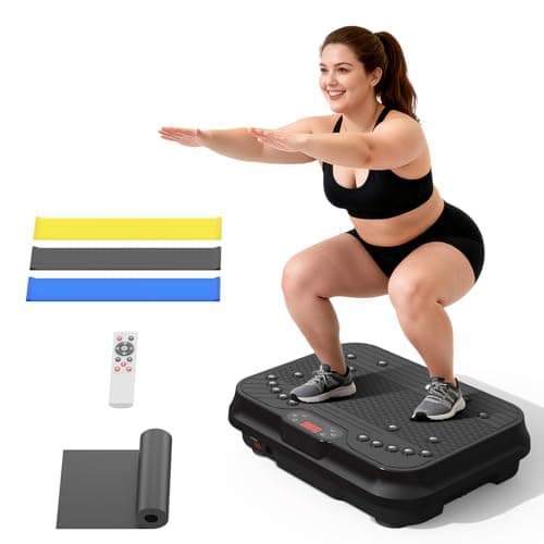 Vibration Plate Exercise Machine for Lymphatic Drainage,Power Vibrate Stand Shake Board 400 Lbs Capacity Fitness Platform with Fitness Resistance Bands Weight Loss Gifts for Women Men - Image 1