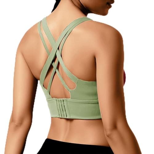 BaseTry High Impact Sports Bra for Women - Padded Seamless Support Bra for Yoga Gym Workout Fitness -High Support Running Bra (US, Alpha, Small, Regular, Regular, Green) - Image 1