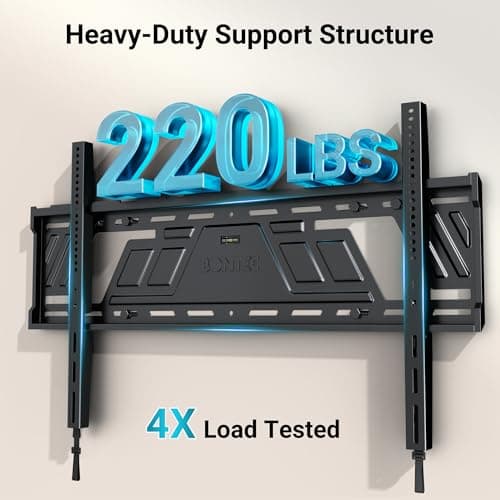 BONTEC Fixed TV Wall Mount for 43 to 100 Inch TVs, Low Profile Design, Space-Saving 0.9'' from Wall, Heavy Duty One-Piece Bracket up to 220 lbs, Max VESA 800x600mm, Fits 16''/24''/32'' Wood Studs - Thumbnail 3