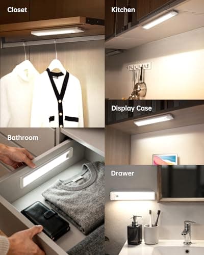 Pak Under Cabinet Lighting, 5 Pack 8 Inch 41 LED Motion Sensor Lights, Rechargeable Battery Operated Closet Light, Wireless Magnetic Dimmable 6500K Daylight White Under Counter Lights for Kitchen - Thumbnail 6