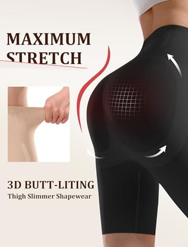Easybunny Shapewear for Women High Waisted Tummy Control Shorts Butt Lift Boning Support, DIY Cutting, Invisible Under Dress Black L - Thumbnail 4