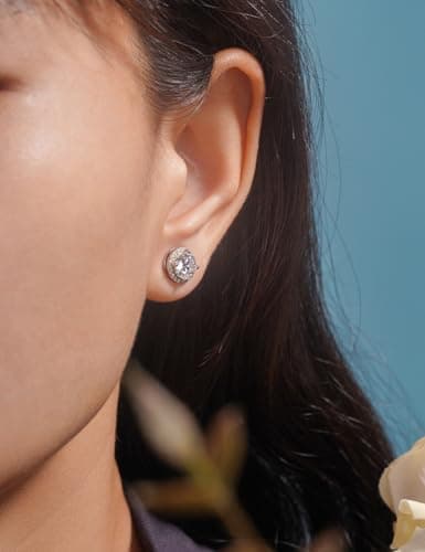 IMOLOVE Moissanite Stud Earrings with 2.4CT D Color Lab Created Moissanite Halo Earrings in Sterling Silver Trendy Earrings for Women Men-1 - Thumbnail 5