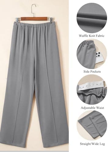 BLENCOT Women's Maternity Pants Spring Adjustable High Waisted Wide Leg Pregnancy Trousers Office Clothes Stretch Maternity Dress Pants with Pockets Grey S - Thumbnail 6
